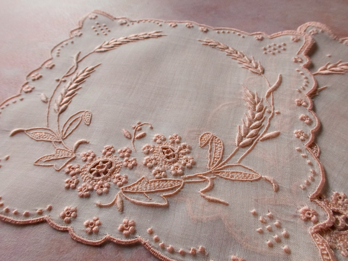 &quot;Wheat&quot; in Pink Vintage Marghab Square Cocktail Napkins, Pair