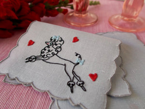 Poodles & Hearts Vintage Madeira Cocktail Napkins, Set of 6