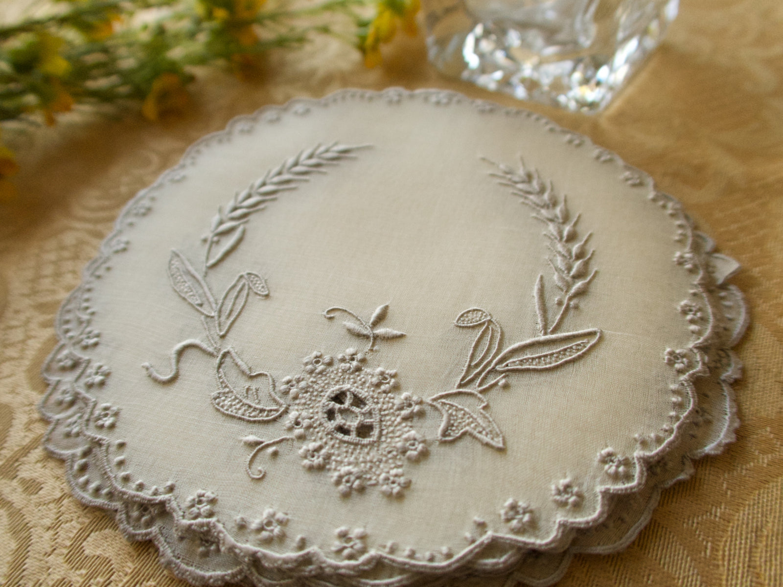 "Wheat" Vintage Marghab Coasters Cocktail Rounds, Set of 6