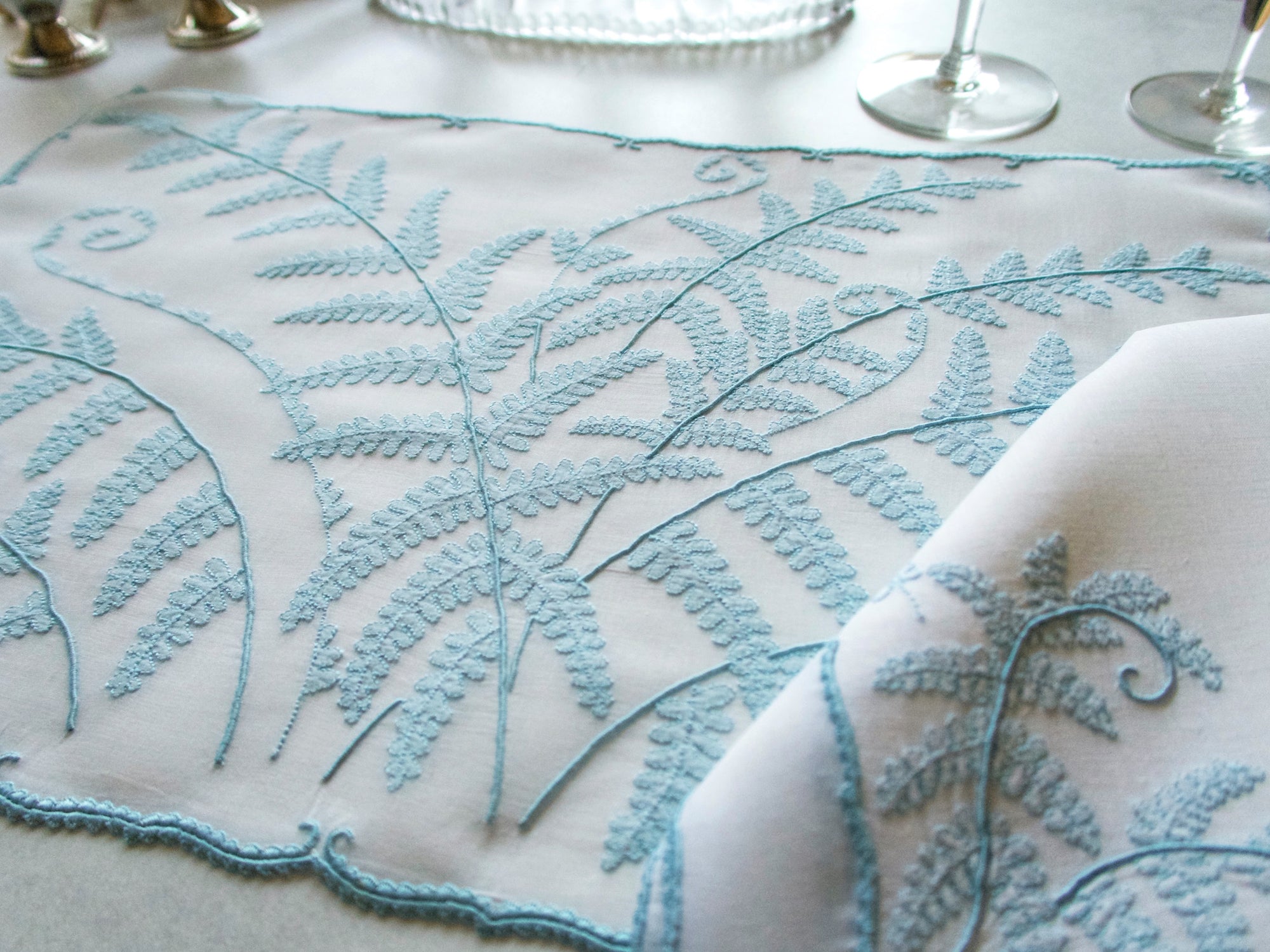 "Fern" Vintage Marghab Madeira Embroidery 8pc Placemat Set for 4
