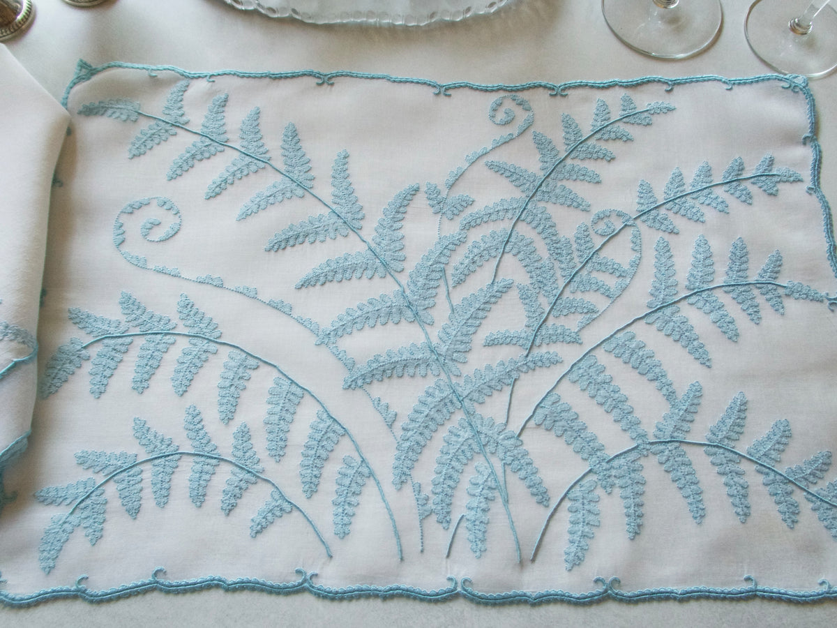 &quot;Fern&quot; Vintage Marghab Madeira Embroidery 8pc Placemat Set for 4