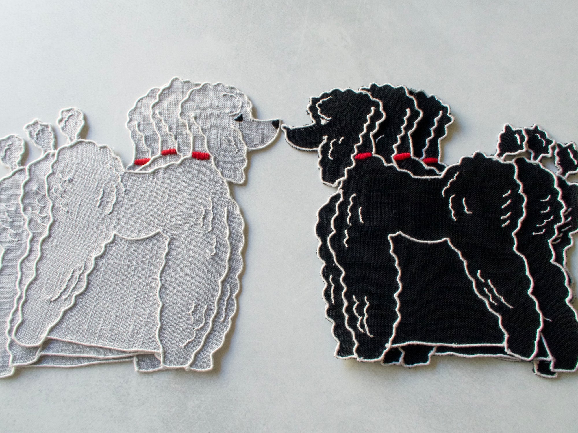 Poodle-Shaped Vintage Madeira Cocktail Napkins, Set of 6