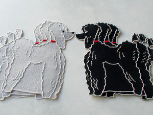 Poodle-Shaped Vintage Madeira Cocktail Napkins, Set of 6