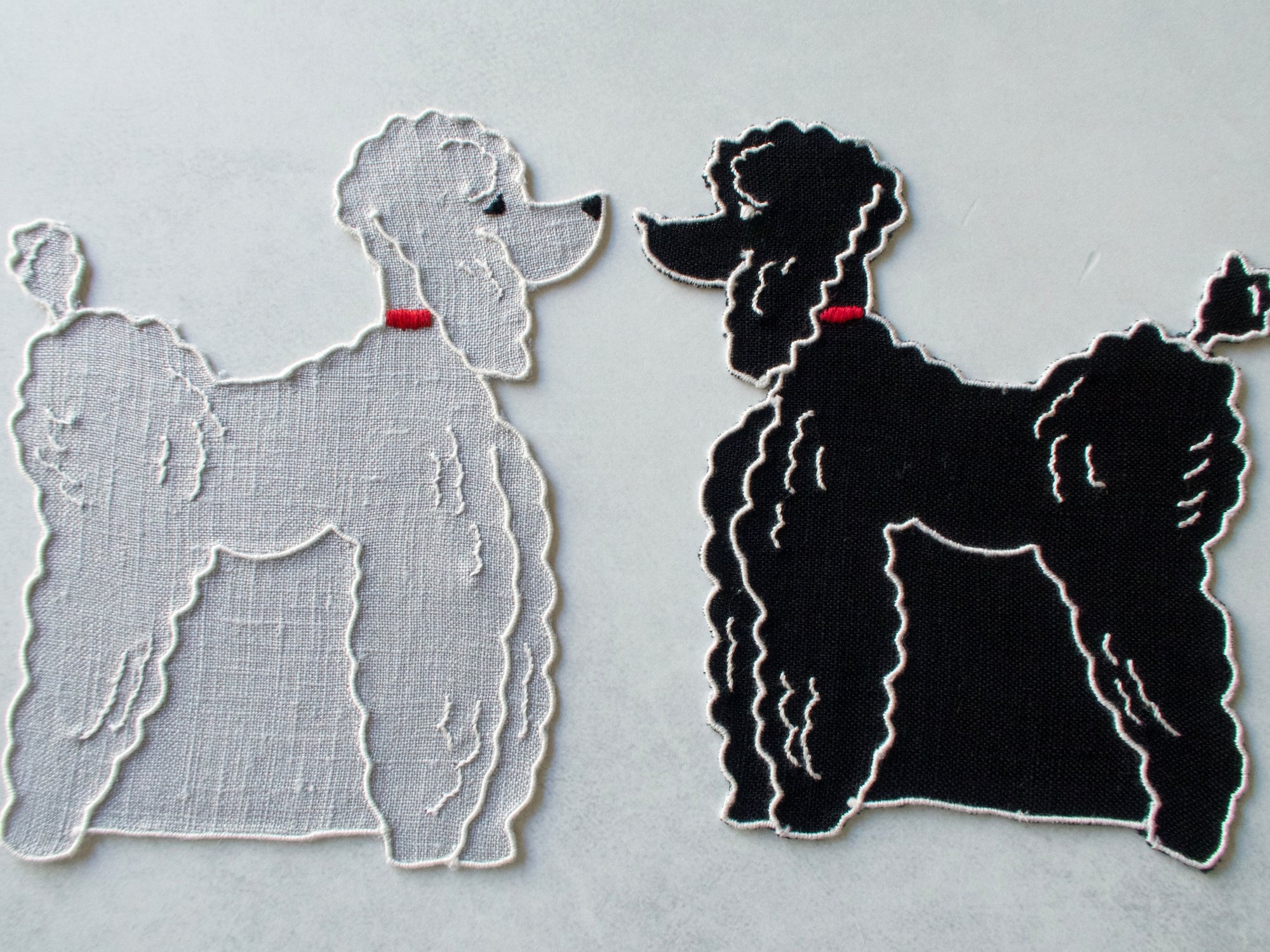 Poodle-Shaped Vintage Madeira Cocktail Napkins, Set of 6