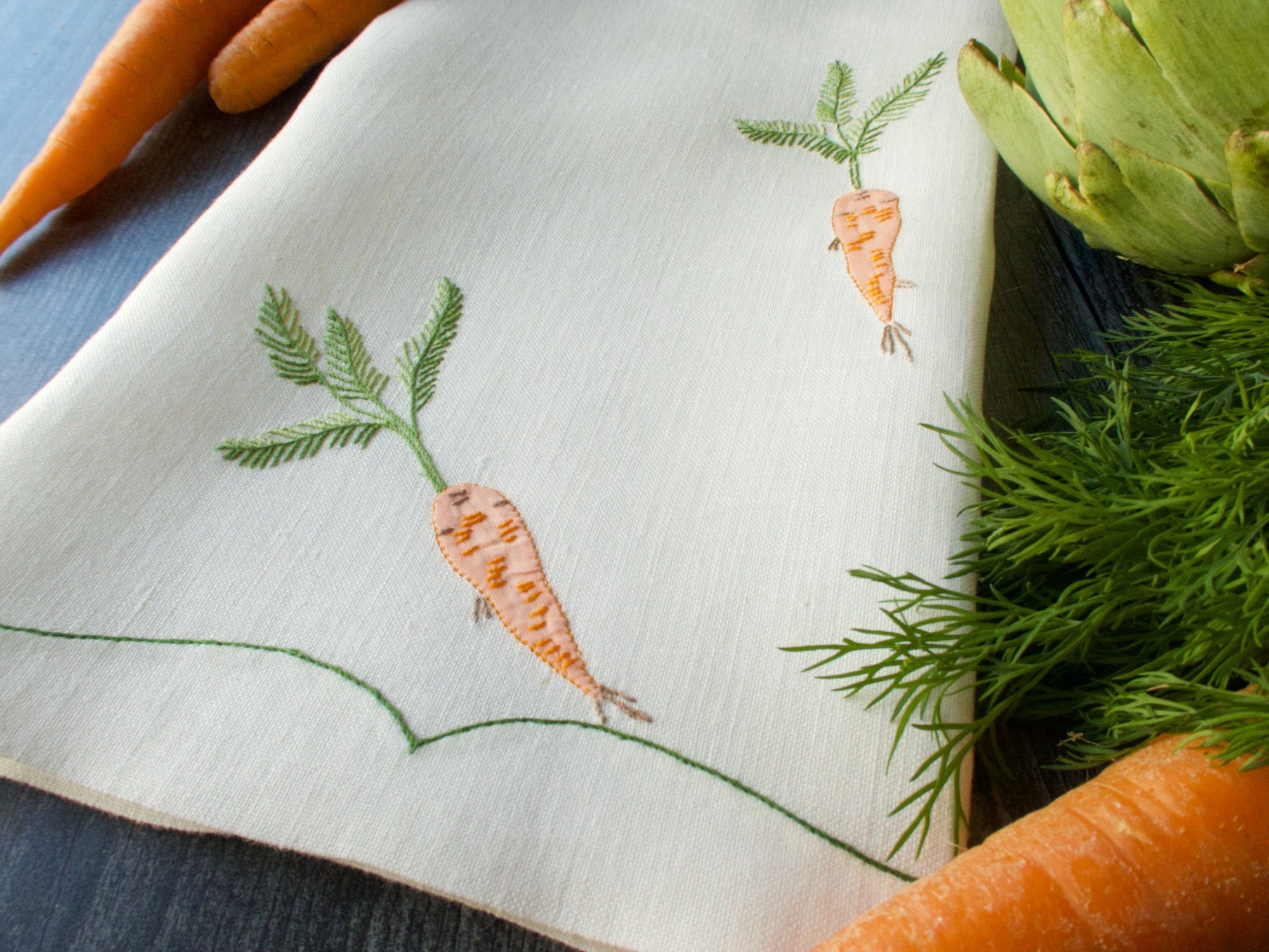 Carrots Vintage Madeira Linen Kitchen Towel, 16x30"