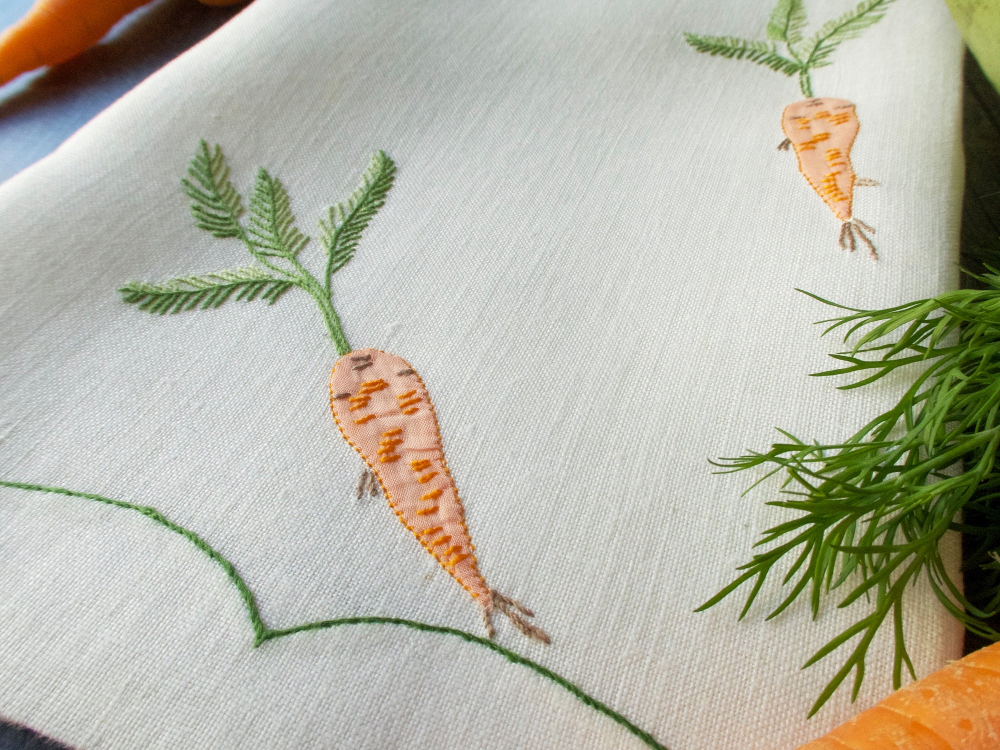 Carrots Vintage Madeira Linen Kitchen Towel, 16x30"