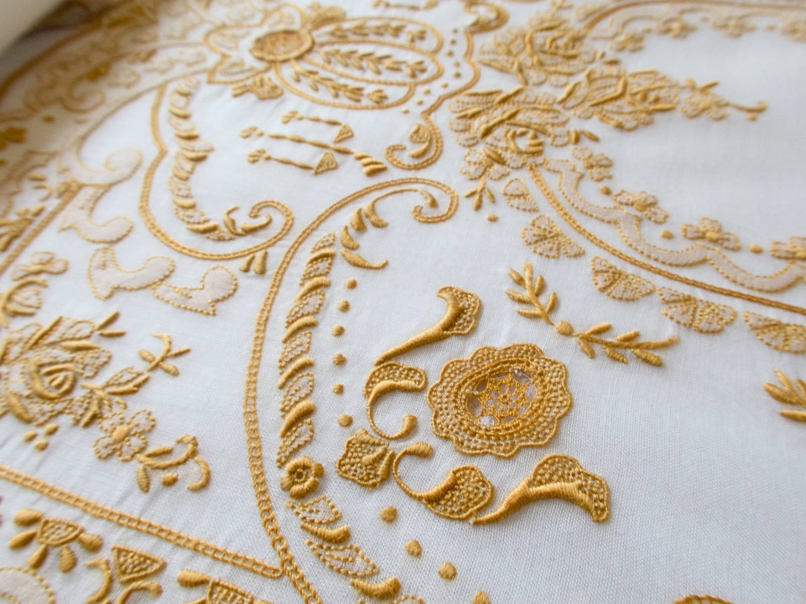 Richly Hand Embroidered 17pc Vintage Placemat Set for 8