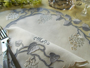 Wisteria Vintage Madeira Linen & Organdy 16pc Placemat Set for 8