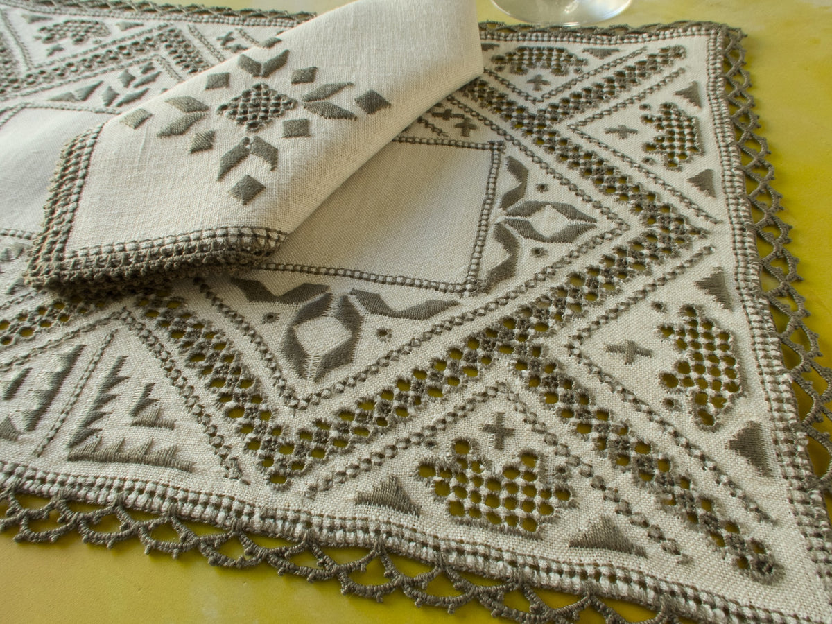 Genuine Vintage Lefkara Lace  Placemat and Napkin