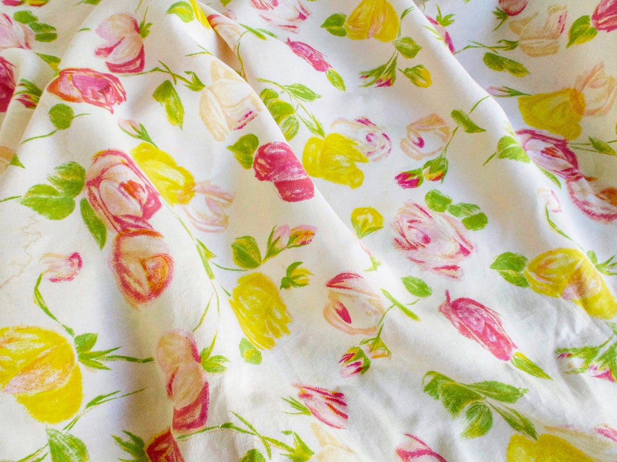 Vintage D Porthault Vintage Linen Tablecloth &amp; 12 Napkins - 120&quot; Round
