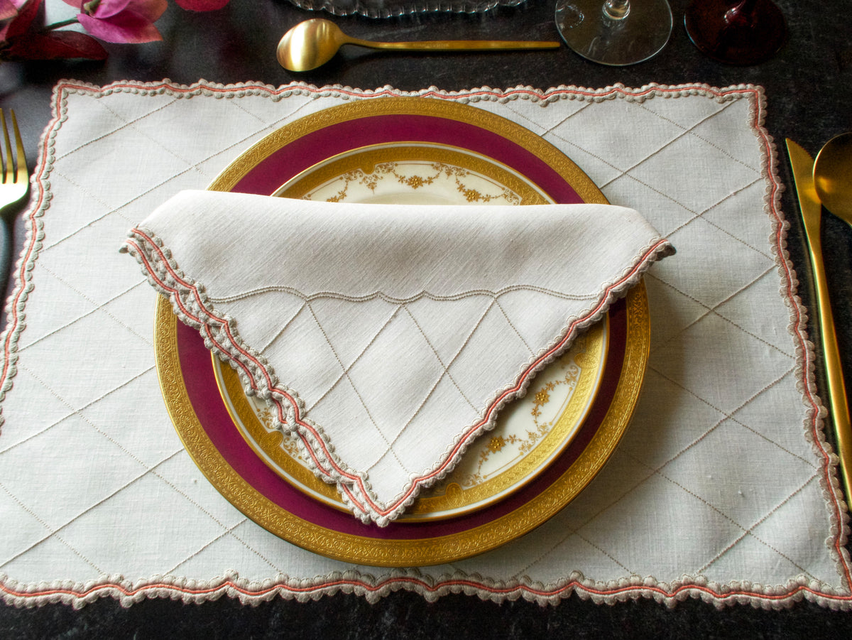 &quot;Inlay&quot; Vintage Marghab Madeira 24pc Placemat Set for 12