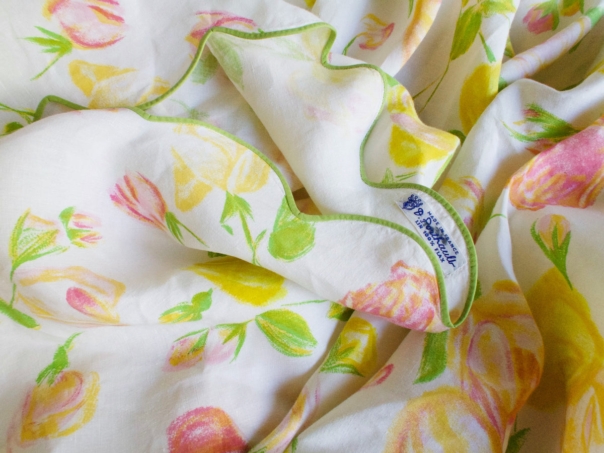 Vintage D Porthault Vintage Linen Tablecloth - 100&quot; Round