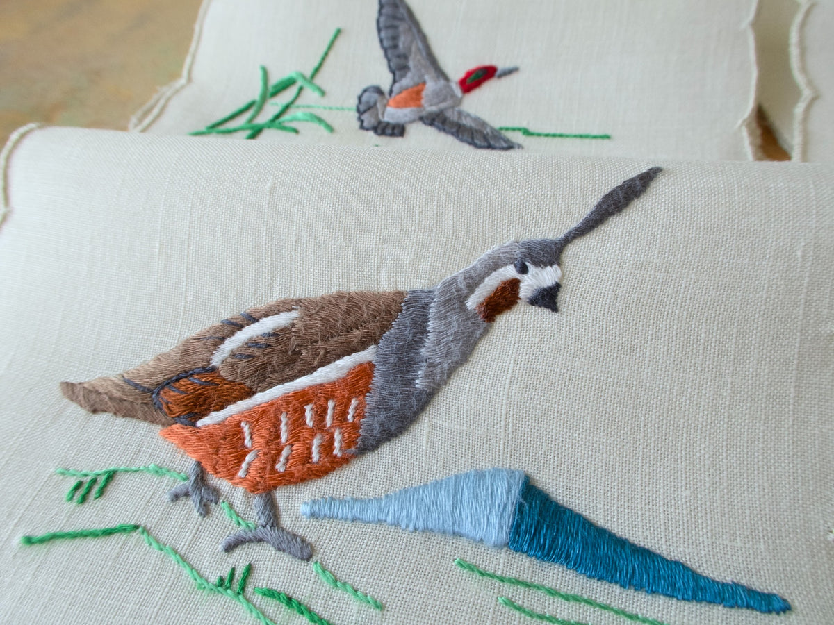 Colorful Gamebirds Vintage Madeira Cocktail Napkins, Set of 8