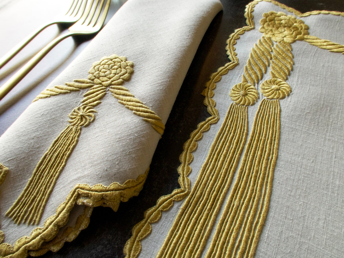 &quot;Cord &amp; Tassel&quot; Vintage Marghab 24pc Placemat Set for 12