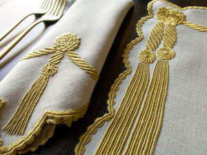 "Cord & Tassel" Vintage Marghab 24pc Placemat Set for 12