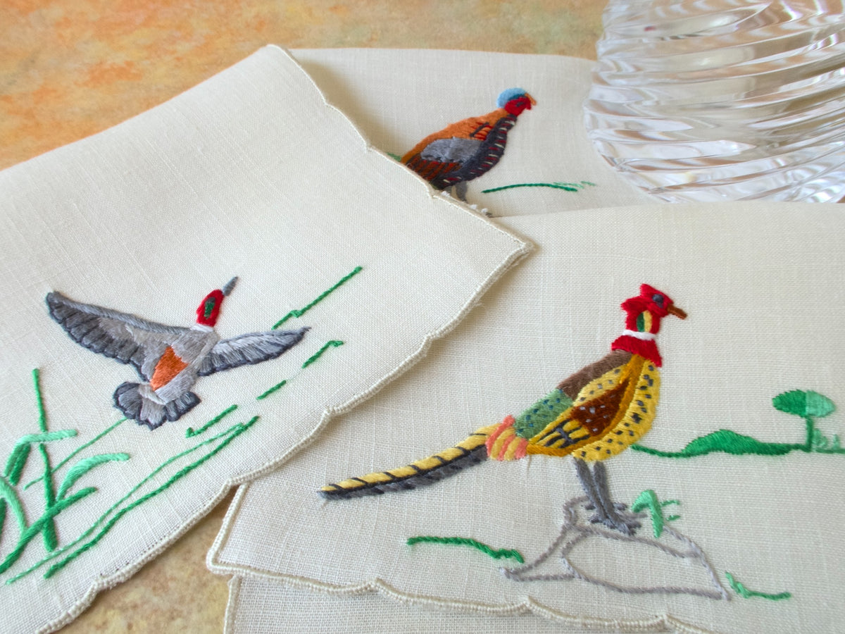 Colorful Gamebirds Vintage Madeira Cocktail Napkins