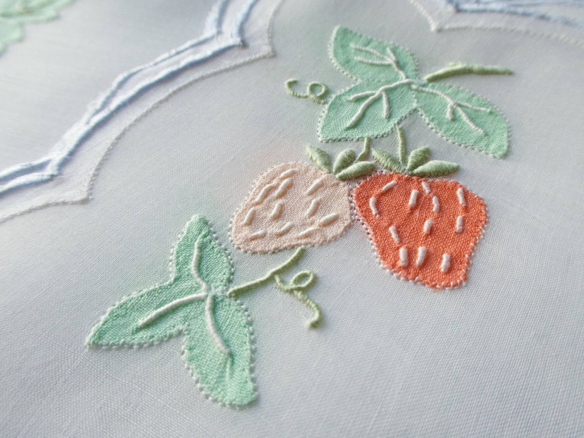 Colorful Fruit Vintage Madeira Organdy Cocktail Napkins, Set of 12