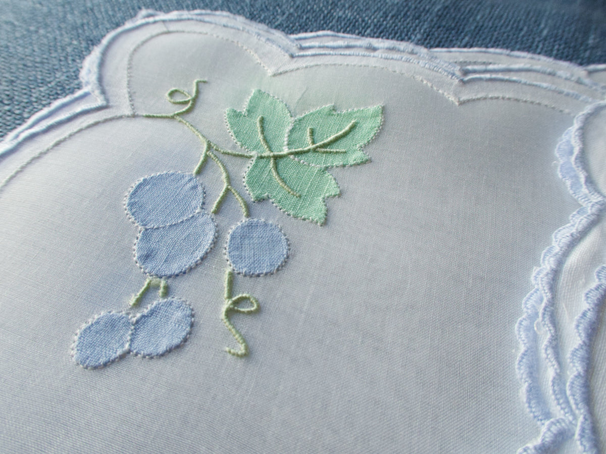 Colorful Fruit Vintage Madeira Organdy Cocktail Napkins, Set of 12