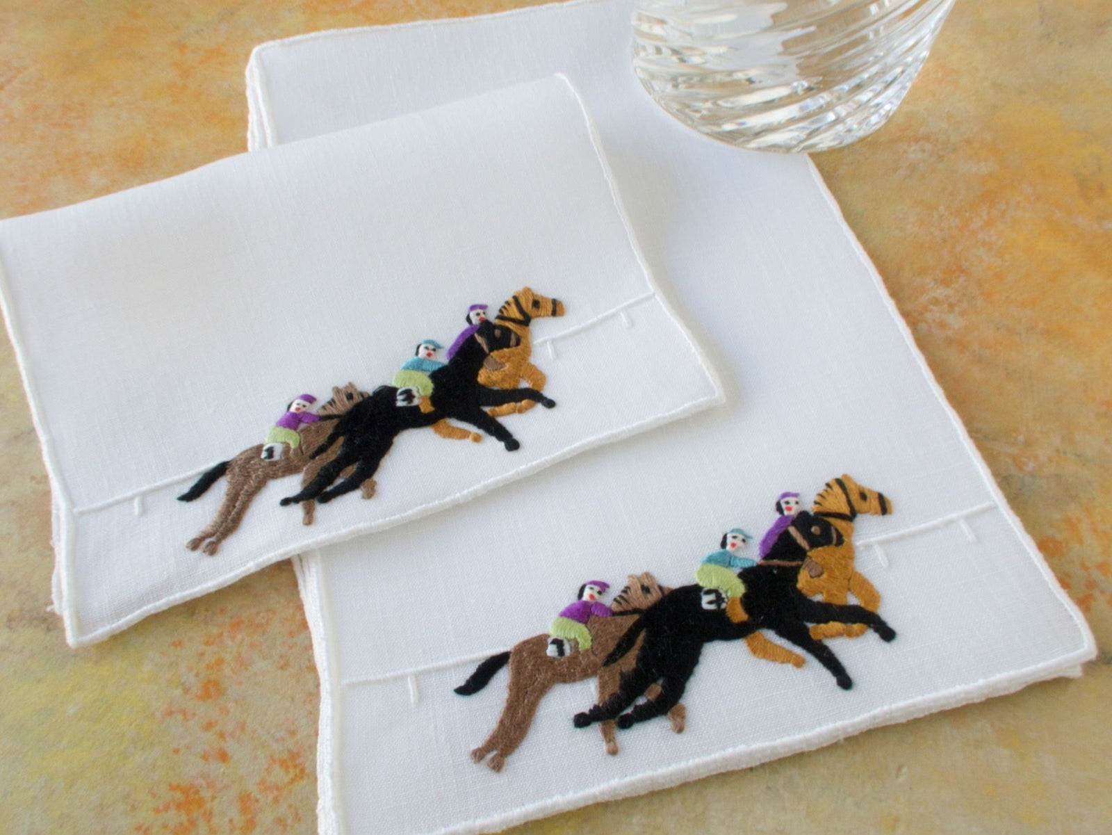 Horse Race Vintage Madeira Cocktail Napkins, Set of 6