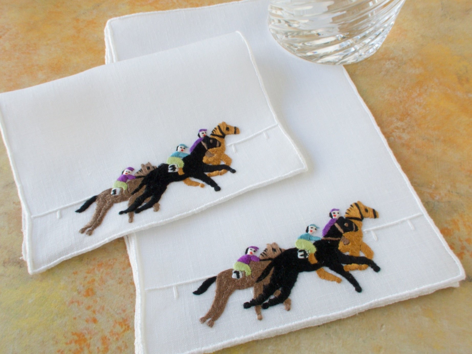 Horse Race Vintage Madeira Cocktail Napkins, Set of 6