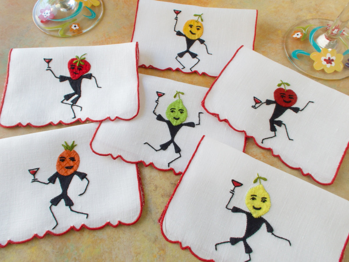 Anthropomorphic Garnish Party Vintage Madeira Cocktail Napkins