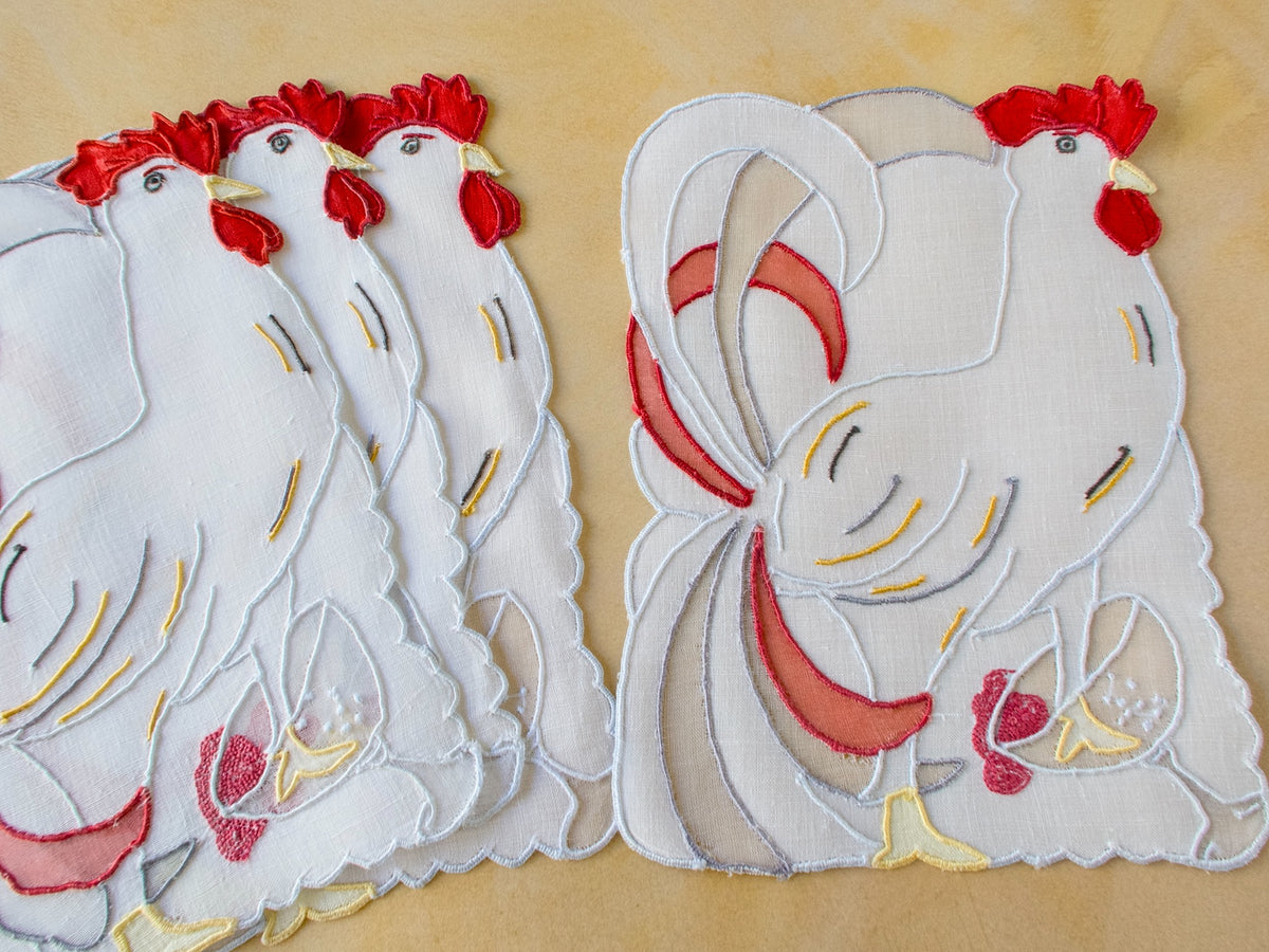 Rooster Steps into a Martini Vintage Madeira Cocktail Napkins