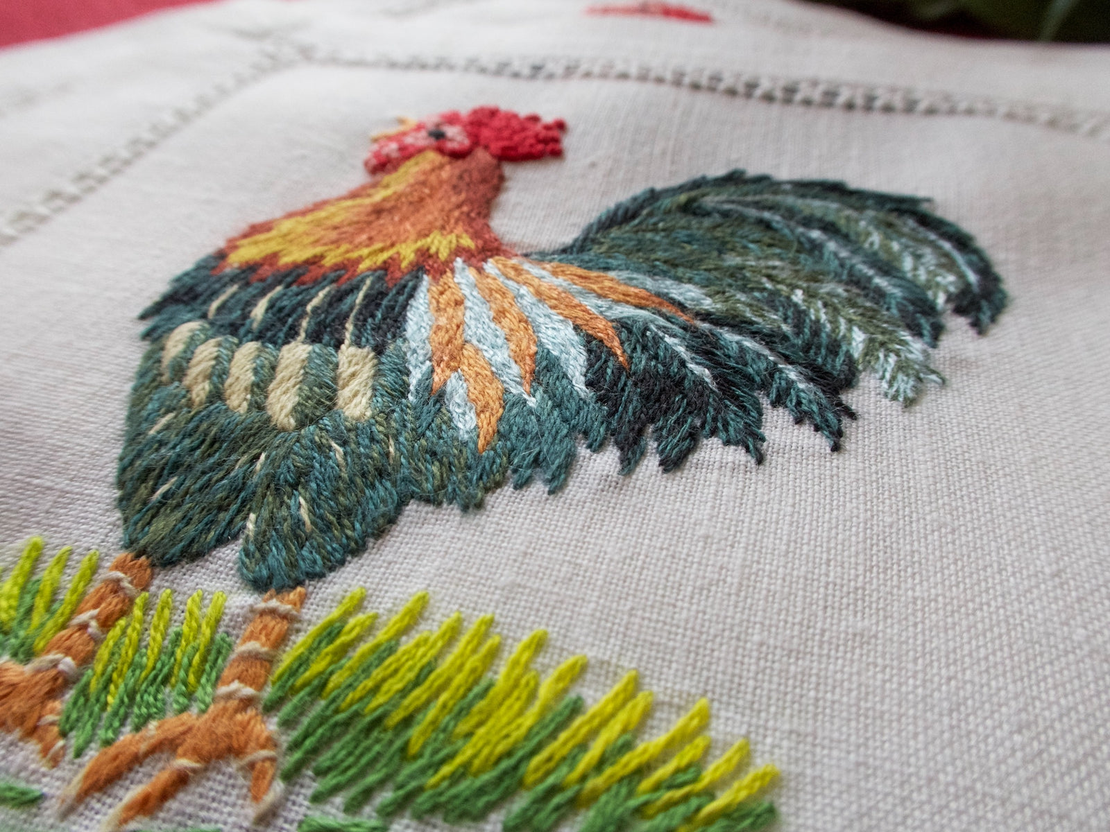 Cocktail Rooster Vintage Hand Embroidered Cocktail Napkins, Set of 8