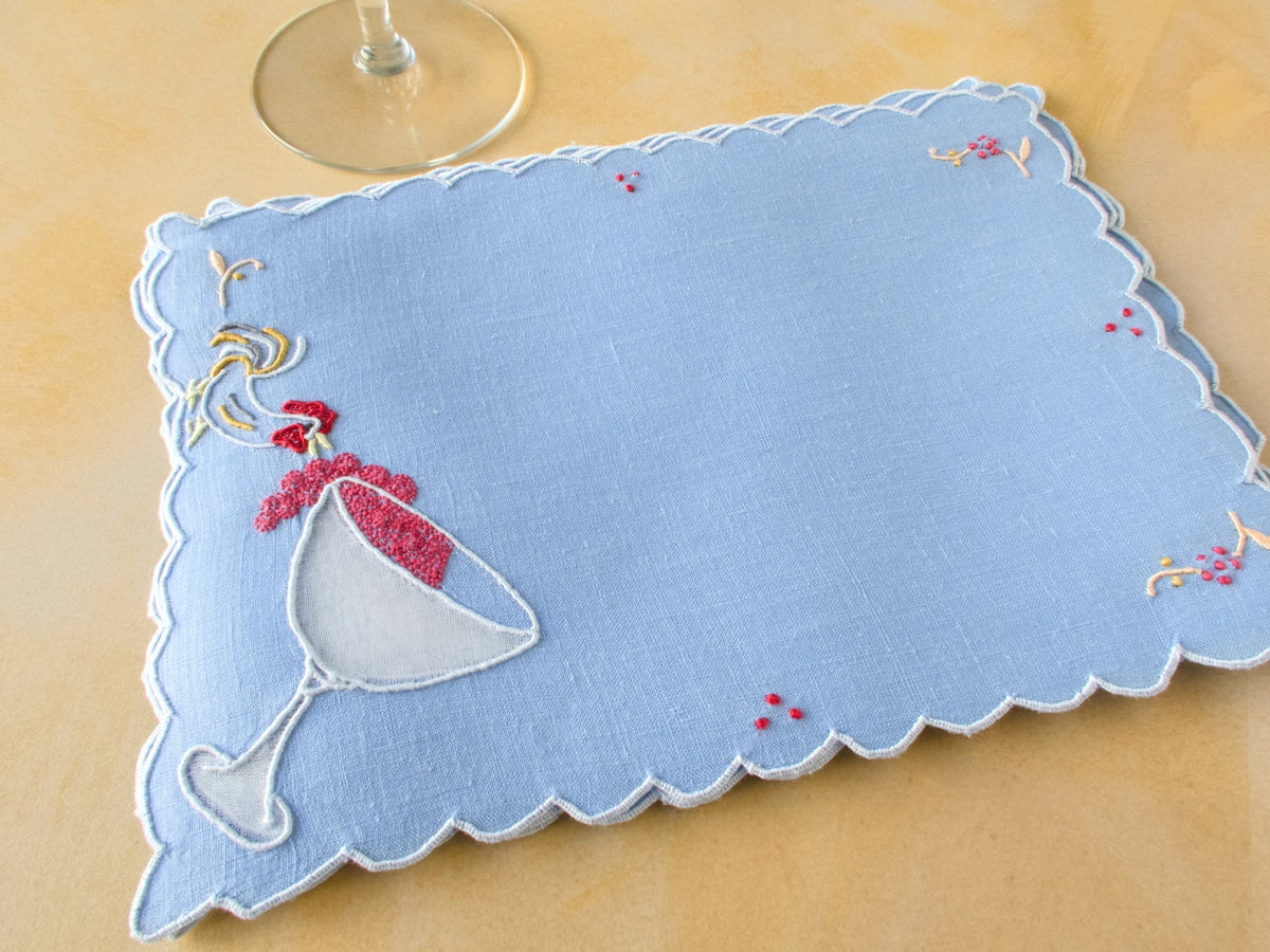 Rooster steals a sip vintage Madeira cocktail napkins