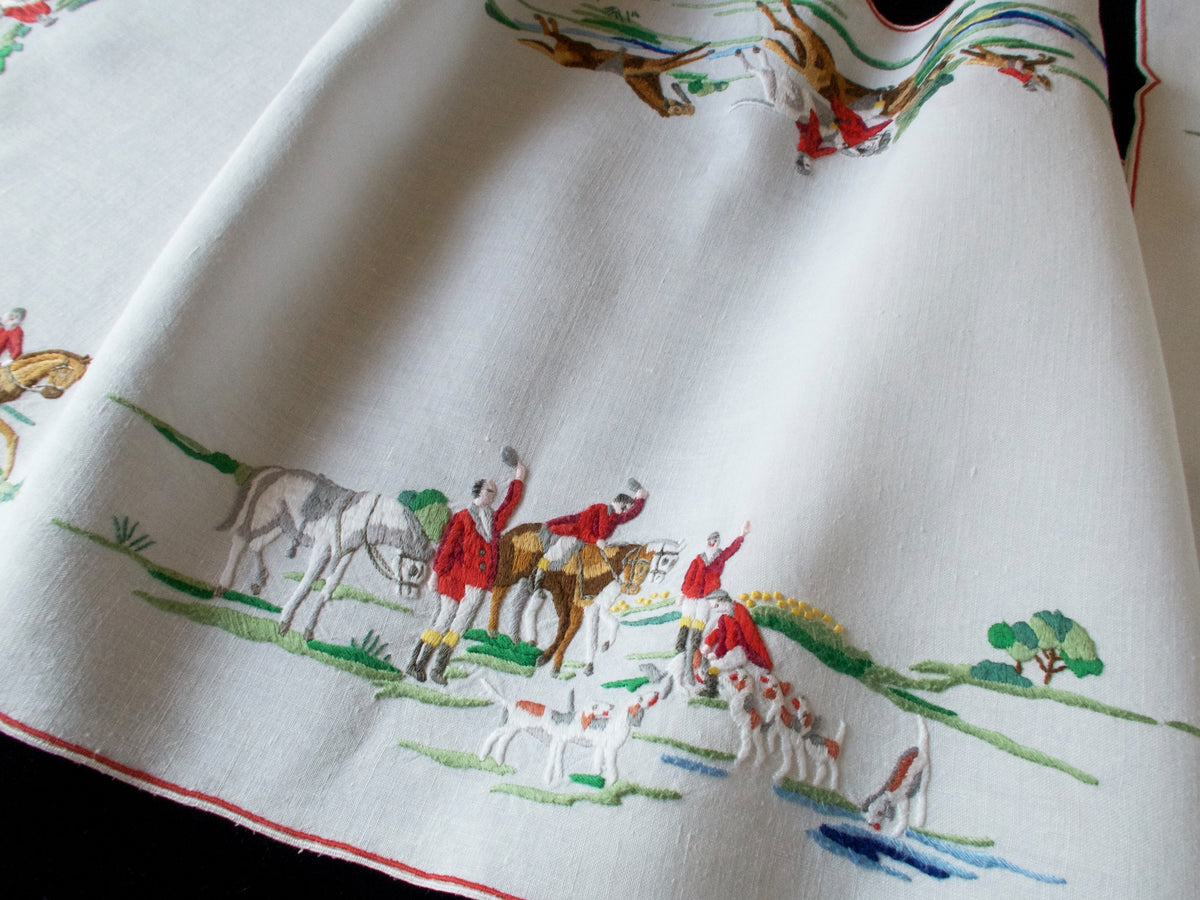 English Hunt Vintage Madeira Linen 17pc Placemat Set for 8