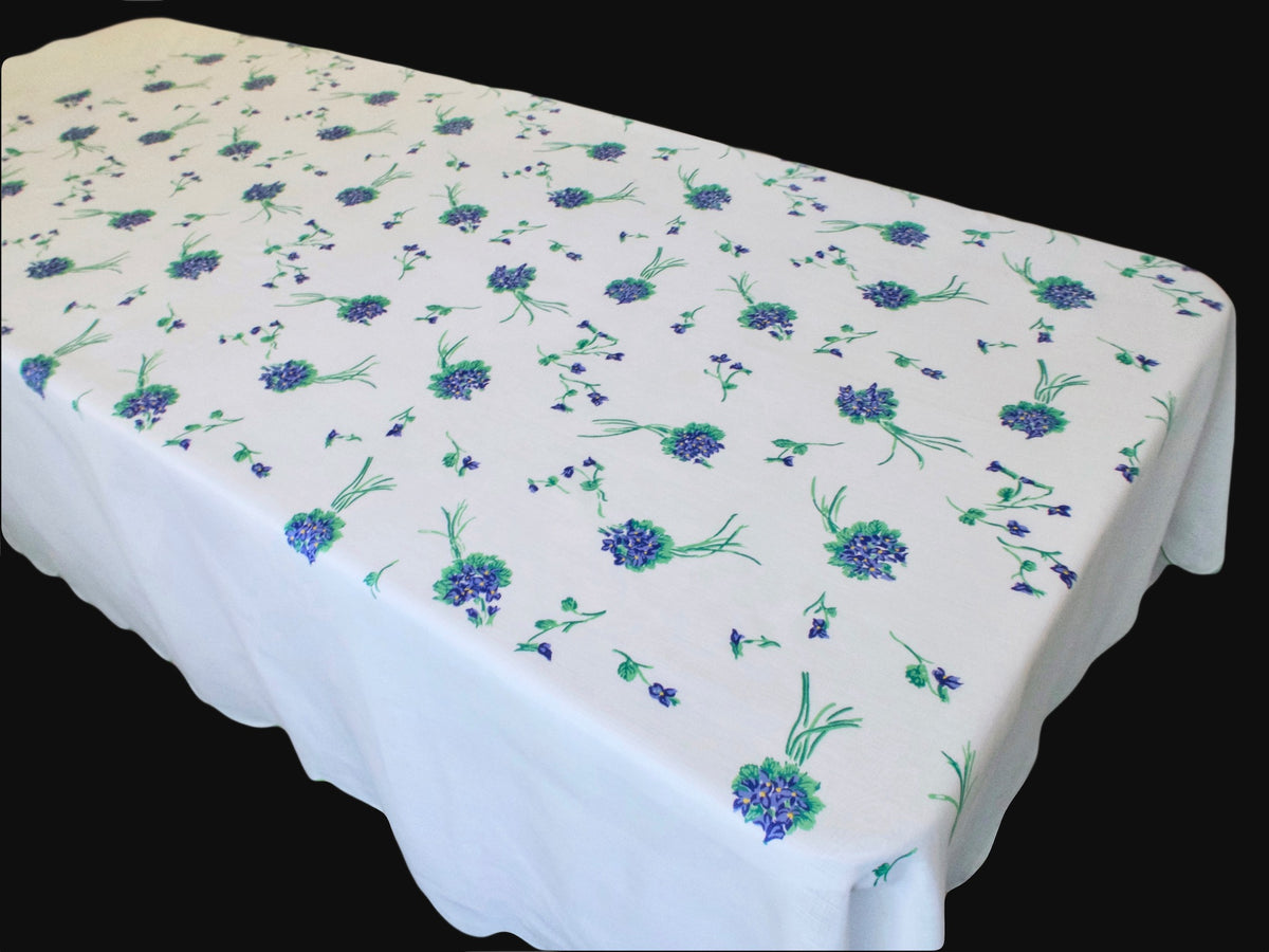 Violets Vintage D Porthault Vintage Cotton Voile Tablecloth - 68&quot; x 84&quot;