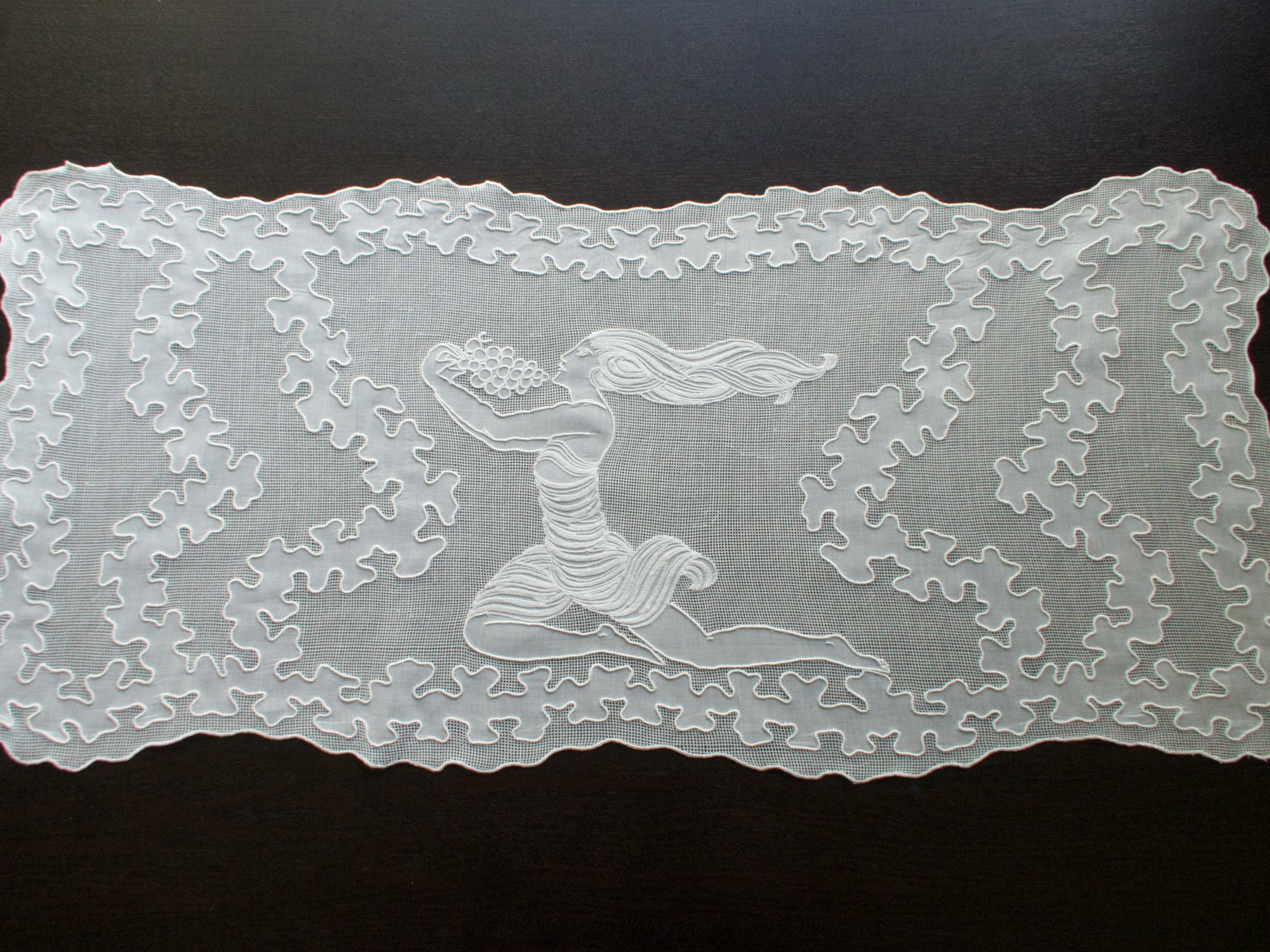 Art Deco Vintage French Embroidered Runner