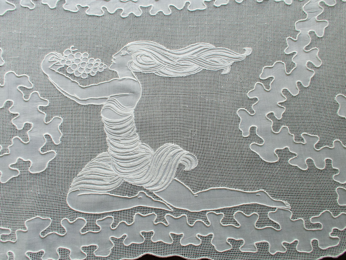 Art Deco Vintage French Embroidered Runner
