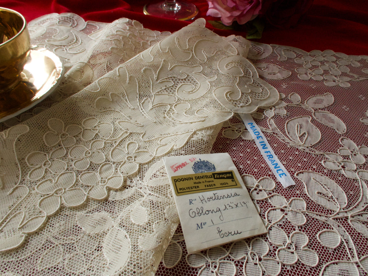 Floral Vintage Ecru Alencon Lace 8 XL Placemats Made in France