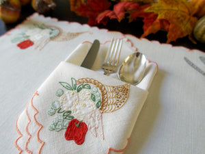 Harvest Thanksgiving Vintage Madeira 16pc Linen Placemat Set