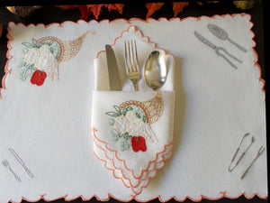 Harvest Thanksgiving Vintage Madeira 16pc Linen Placemat Set