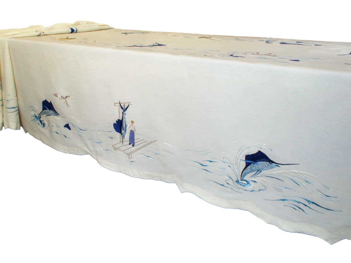 Marlins Vintage Madeira Tablecloth 66x120 with 12 Napkins