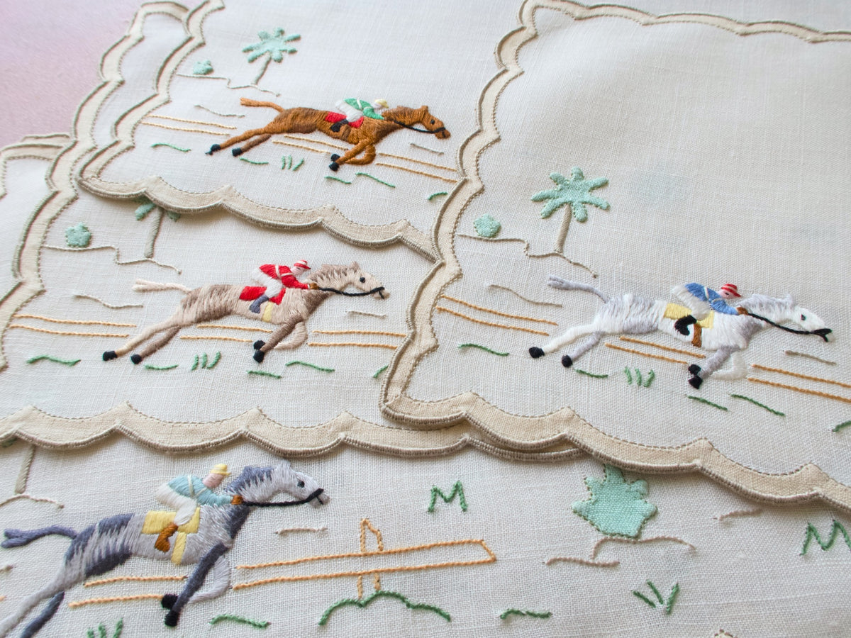 Horse Racing Vintage Madeira Cocktail Napkins, Set of 8