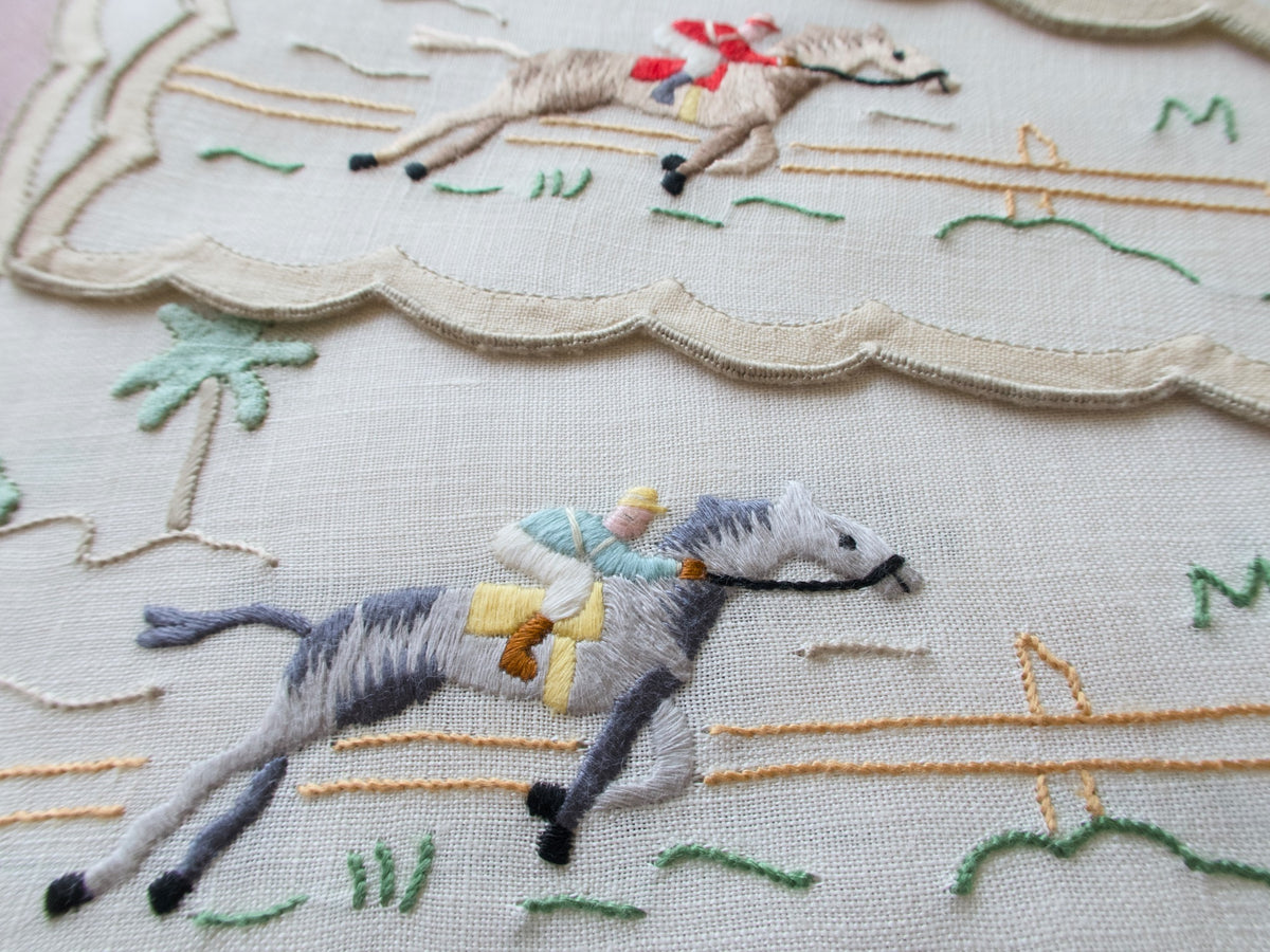 Horse Racing Vintage Madeira Cocktail Napkins, Set of 8