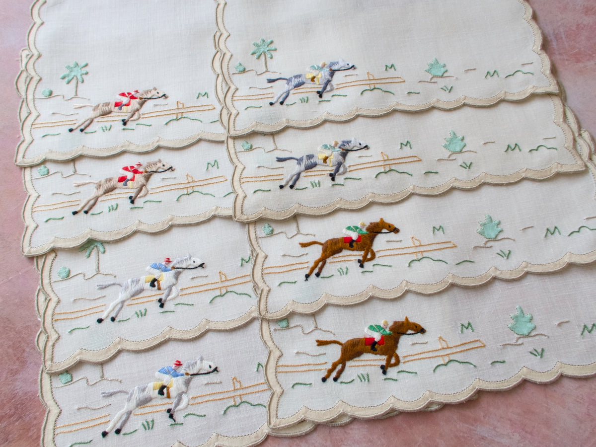 Horse Racing Vintage Madeira Cocktail Napkins, Set of 8