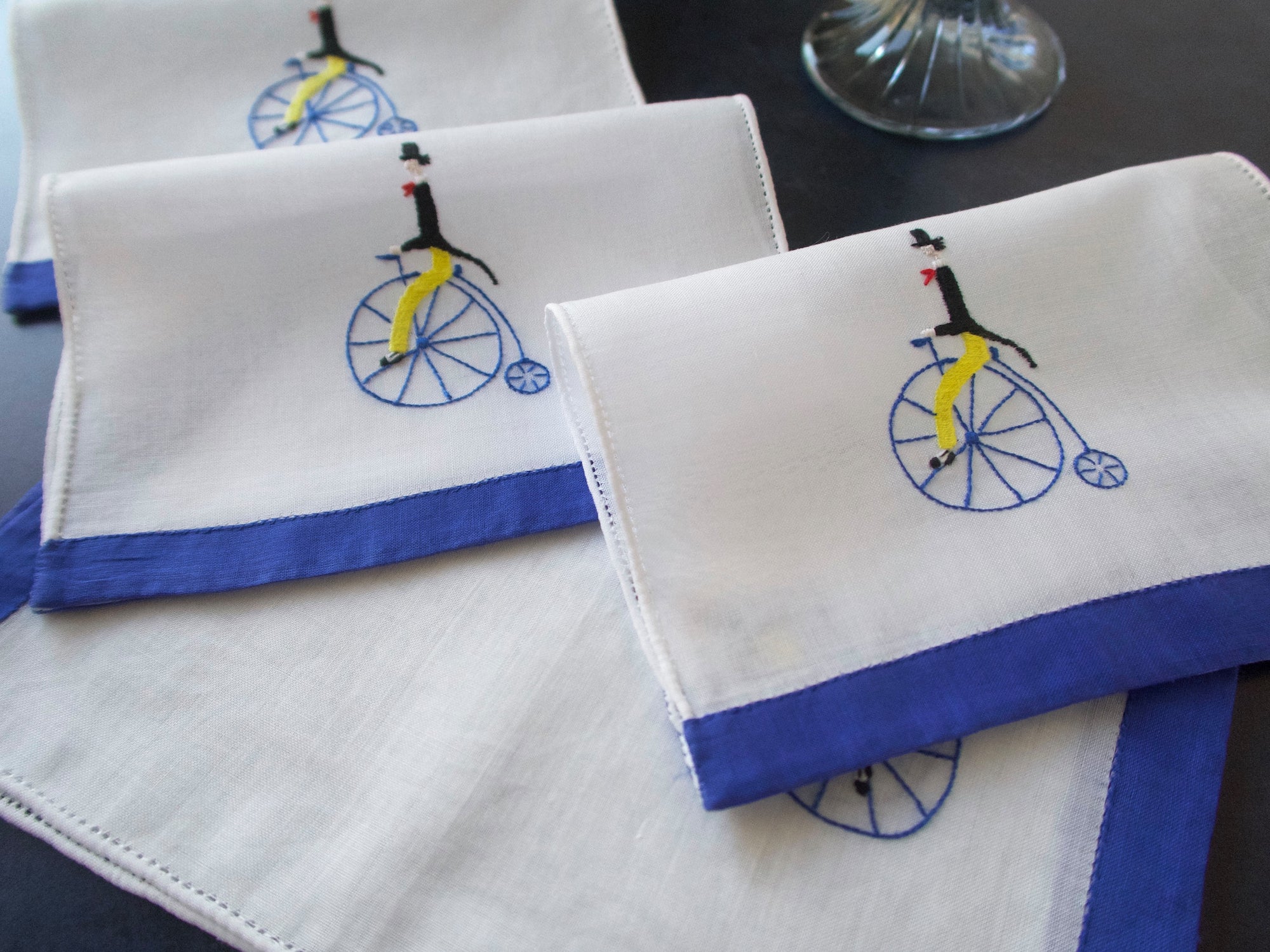 Old Fashioned Cyclist Vintage Italian Cocktail Napkins, Set of 6