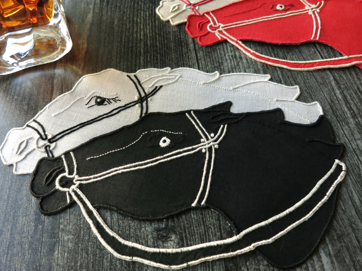 Neck &amp; Neck Horse Race Vintage Madeira Cocktail Napkins, Set of 8