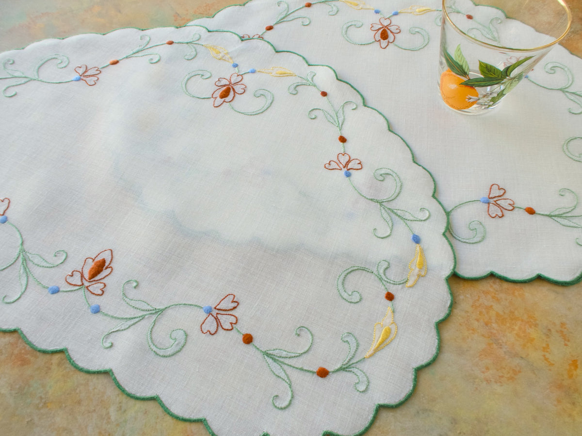 Delicate Italian Embroidery on Linen