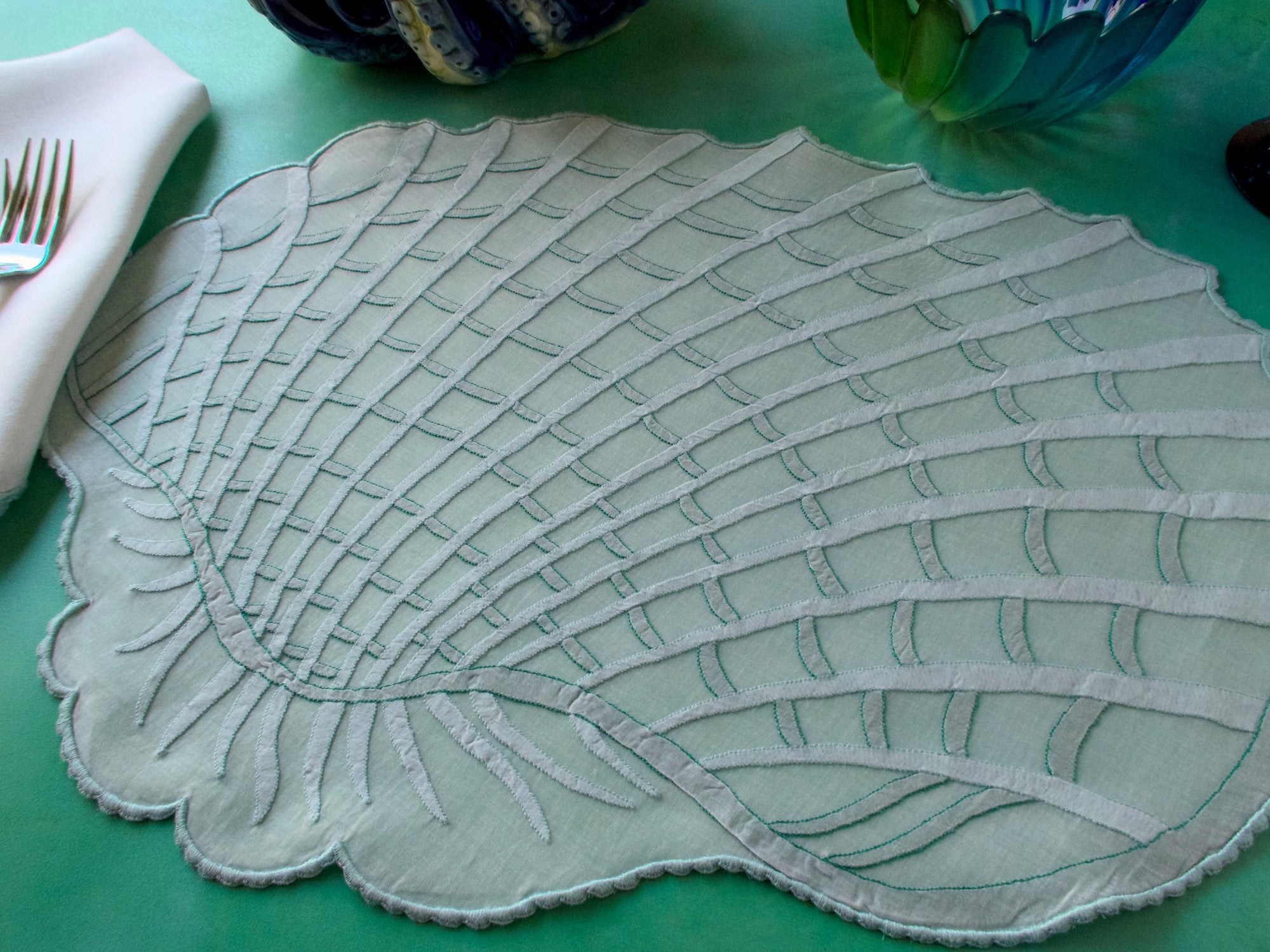 embroidered organdy seashell placemat