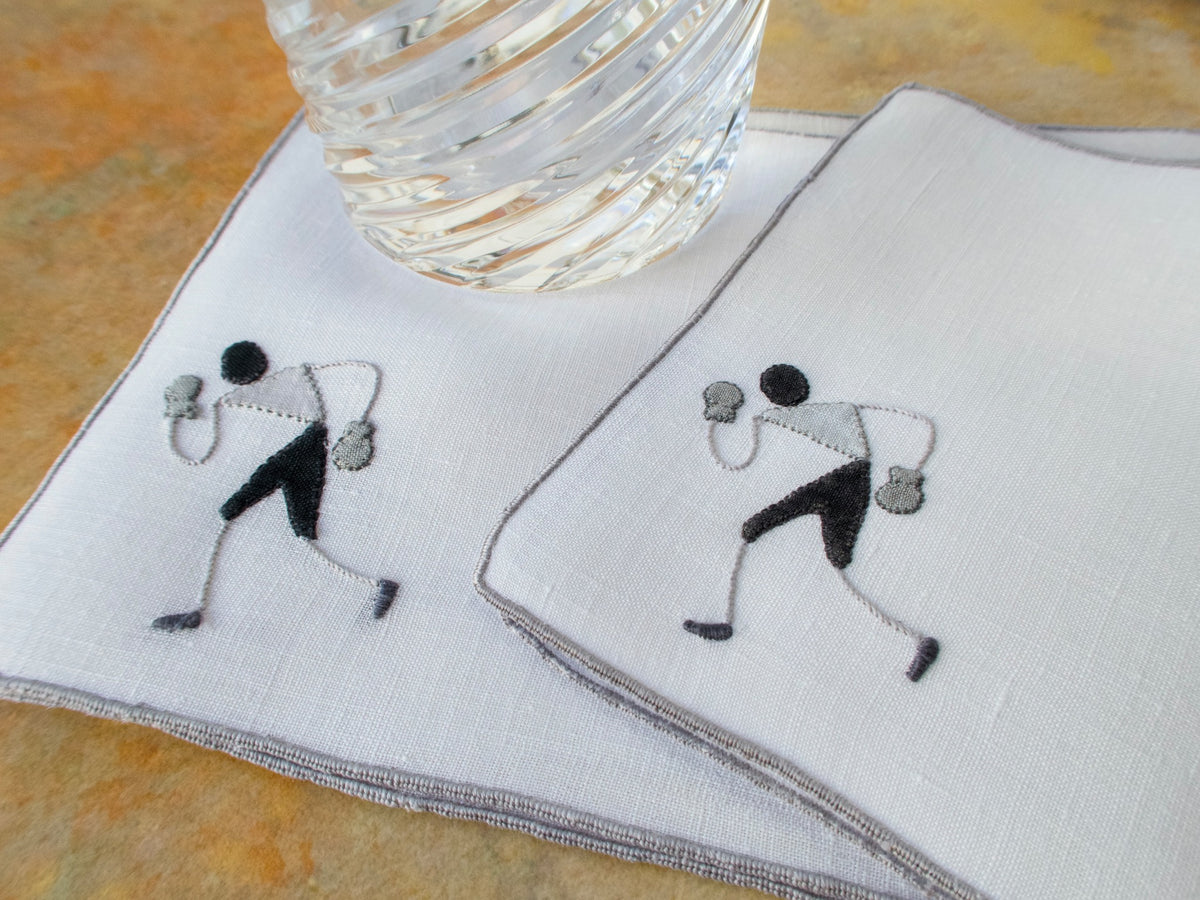 Mid Century Boxers Vintage Madeira Cocktail Napkins, Set of 4