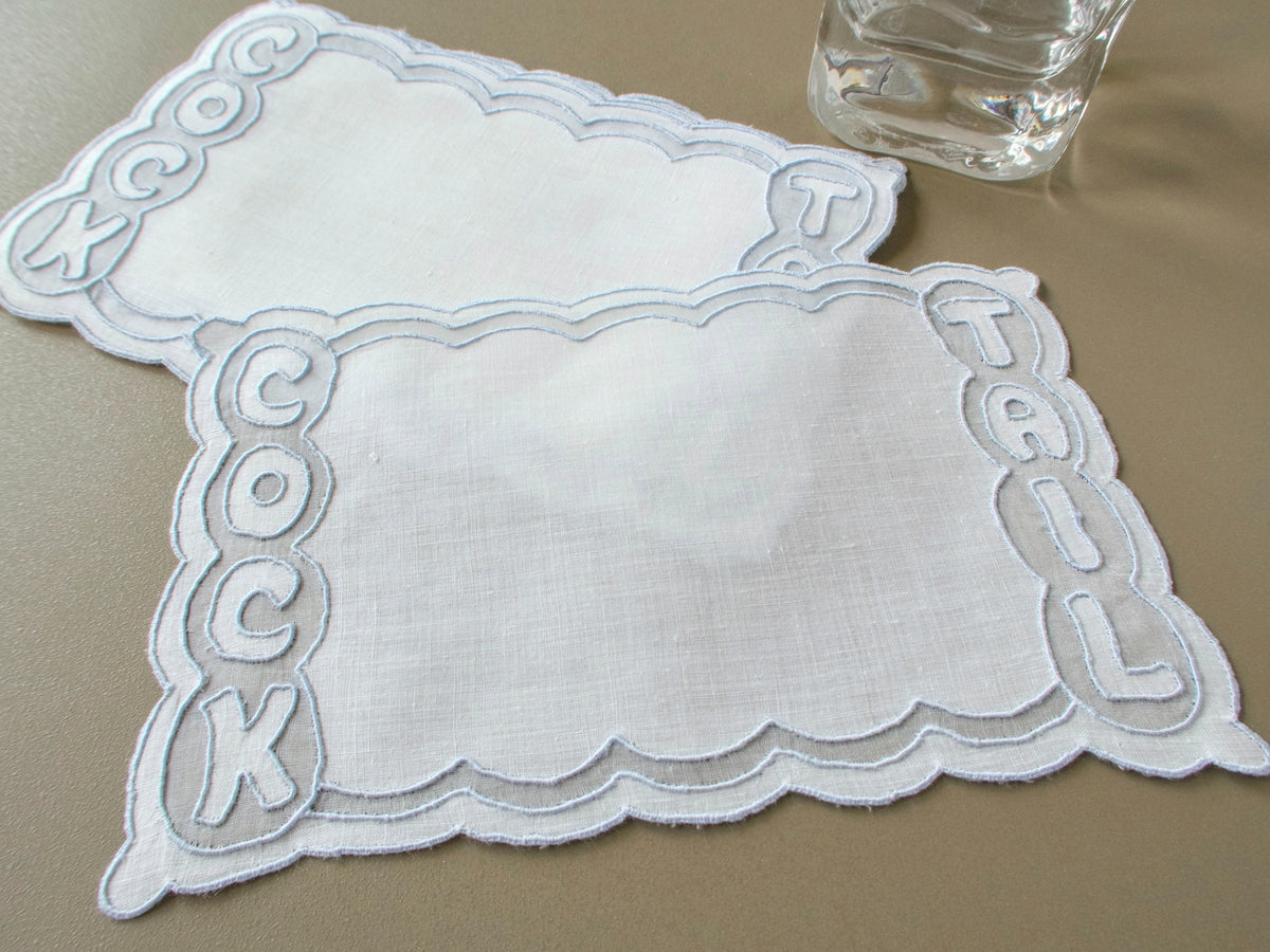 "Cocktail" Vintage Madeira Linen Cocktail Napkins, Set of 6