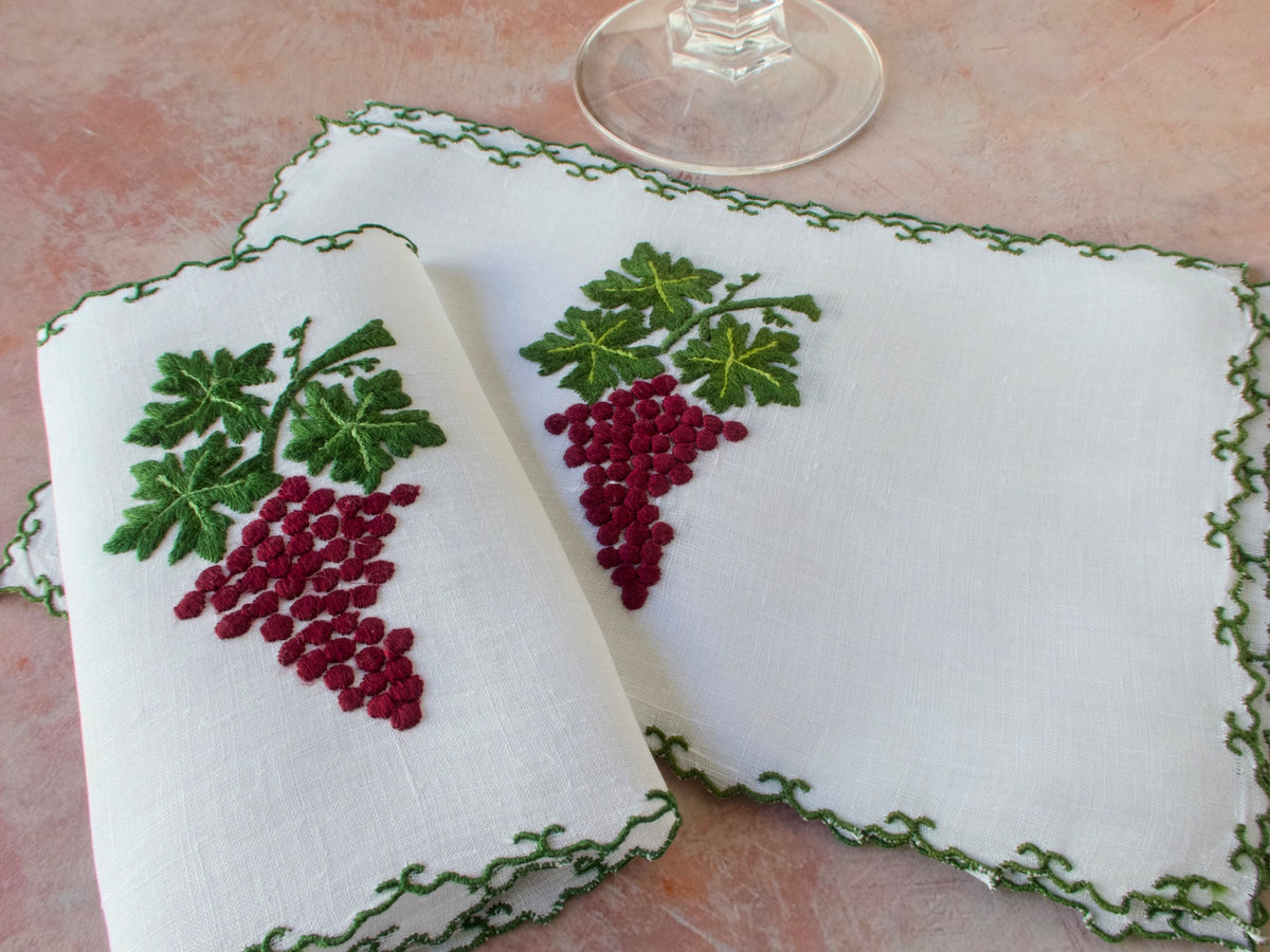 Elaborate Grapes Vintage Madeira Cocktail Napkins, Set of 4
