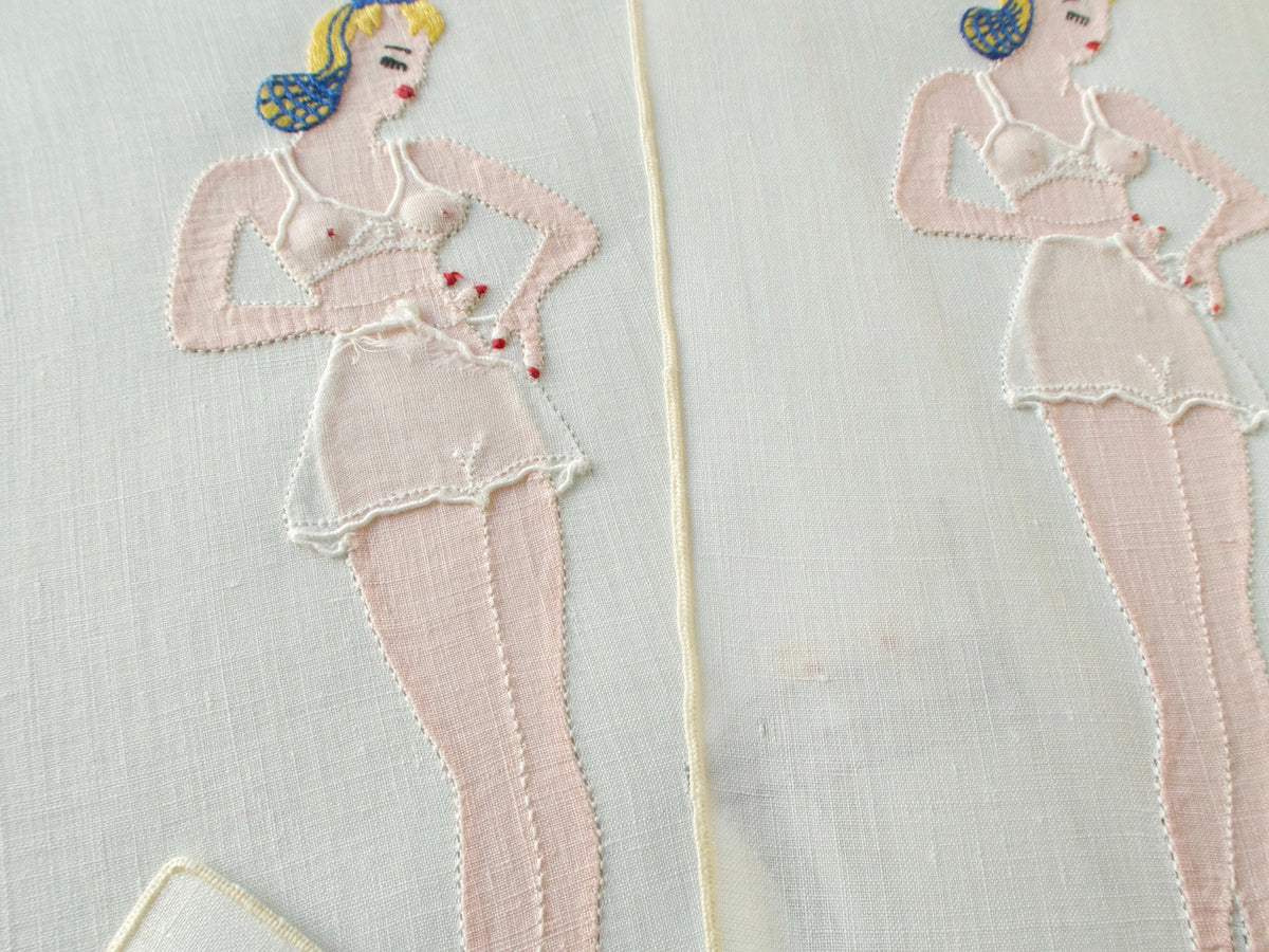 &quot;Waiting&quot; Vintage Madeira Naughty Cocktail Napkins - Set of 4
