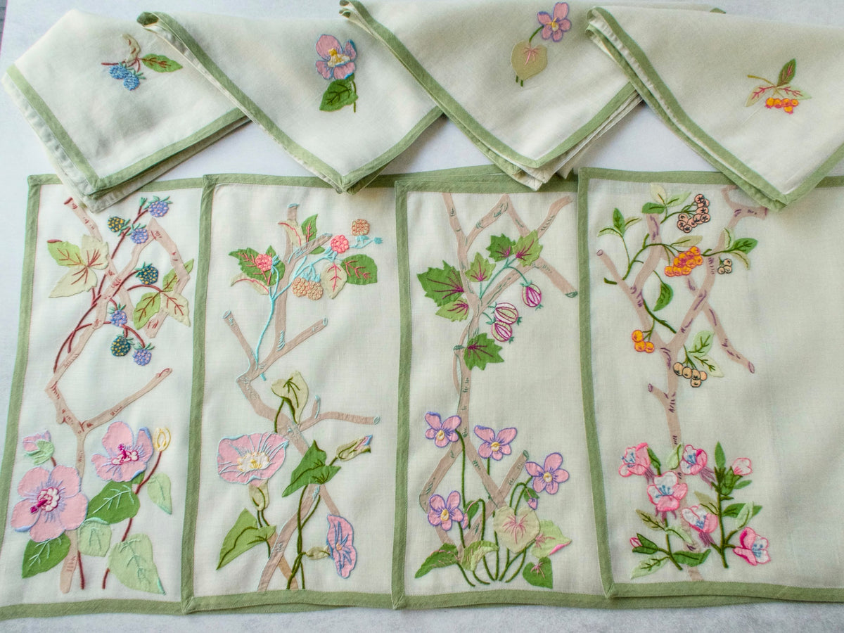 Lavish Flowers Vintage Italian 16pc Placemat Set for 8
