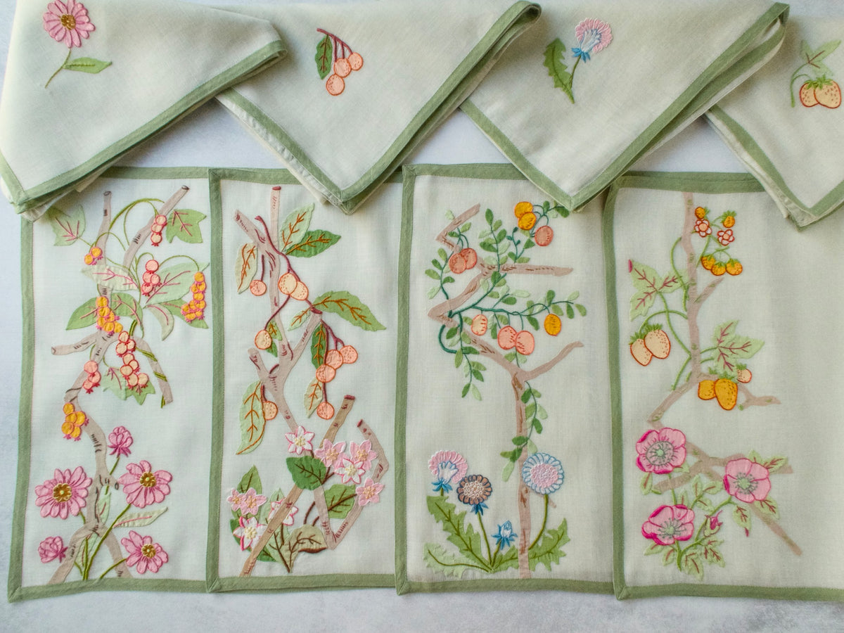 Lavish Flowers Vintage Italian 16pc Placemat Set for 8