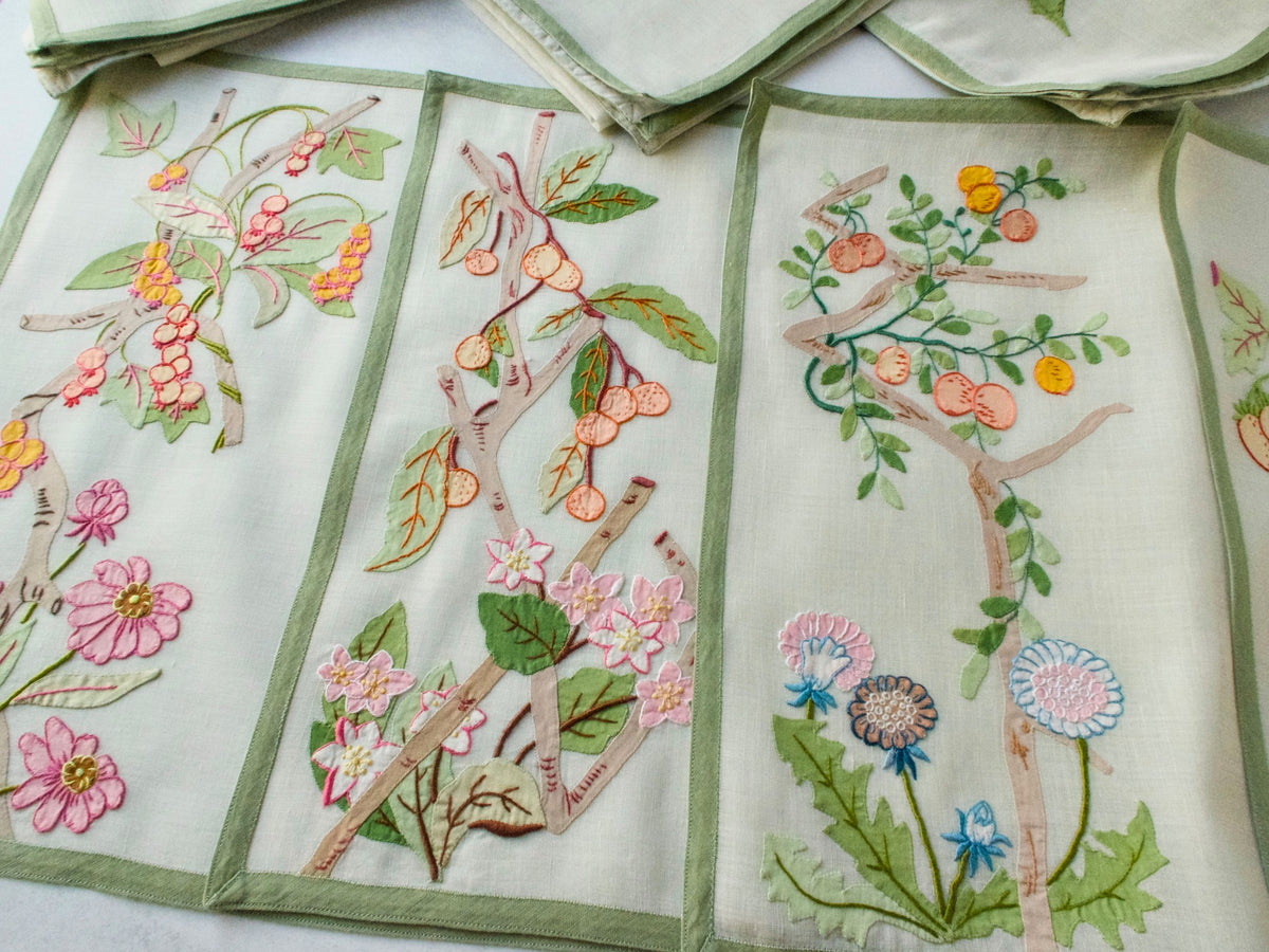 Lavish Flowers Vintage Italian 16pc Placemat Set for 8